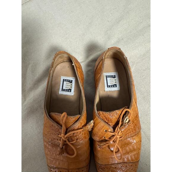 David Eden Shoes Mens Size 9.5 Made in Italy Alligator Crocodile Oxford Cap Toe main image 12